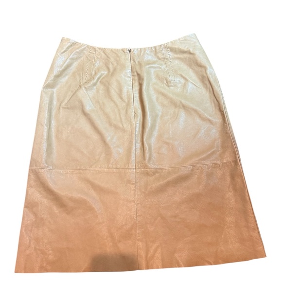 Banana Republic Tan 100% Leather Pencil Midi Skirt Y2K 90s office academia 10 - Picture 2 of 11